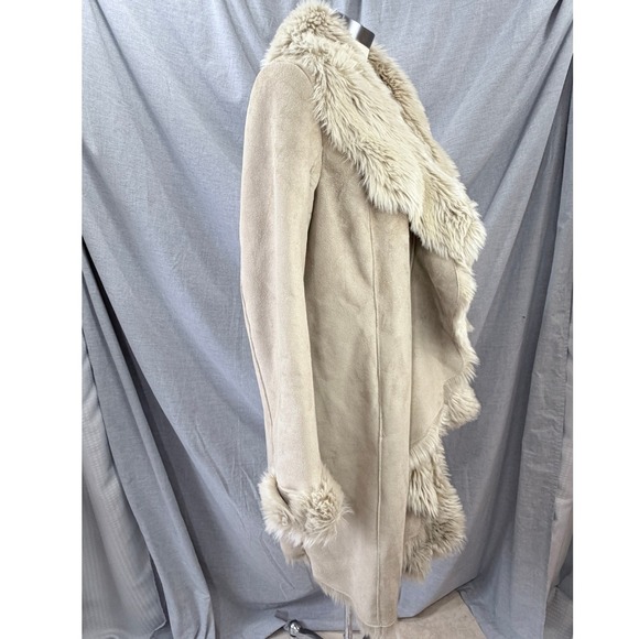 NWT Donna Salyers Fabulous Furs Sand Faux Suede Fur Trim Draped Coat XL NEW - Picture 6 of 13